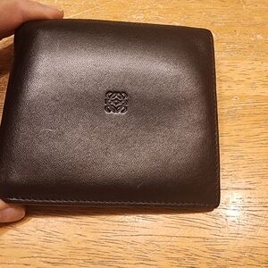 Loewe Dark Brown Leather Bi-Fold Wallet with Embossed Anagram